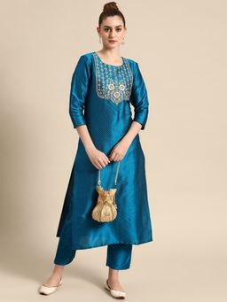 Varanga - Blue Sequins Embroidery Kurta with Pant (Set of 2)