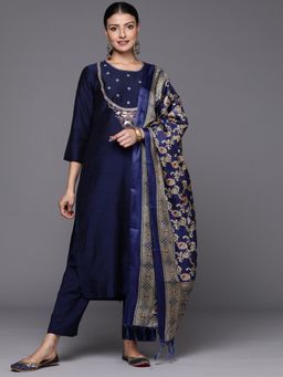Varanga - Blue Embroidered Kurta Paired with Pant & Dupatta (Set of 3)
