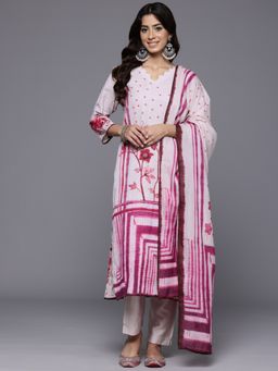 Varanga - Light Pink Floral Printed Thread Embroidered Kurta with Pant & Dupatta (Set of 3)