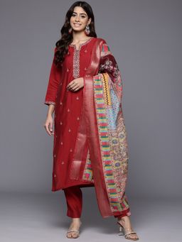 Varanga - Red Embroidered Kurta with Pant & Dupatta (Set of 3)