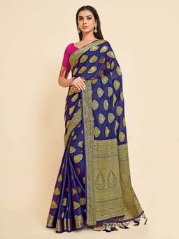 Mimosa - Women'S Kanjivaram Art Silk Saree With Unstiched Blouse