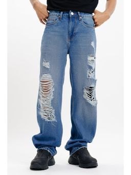 FREAKINS - Distressed Mens Blue Jeans