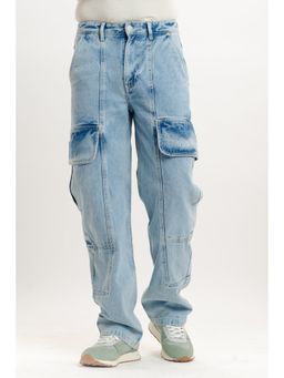 FREAKINS - Mens Light Blue Relaxed Jeans