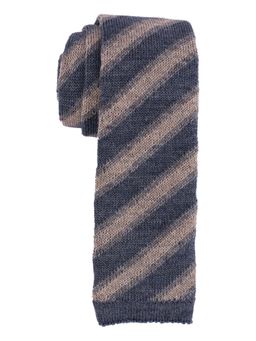 The Tie Hub - Striped Blue & Cream Wool Necktie