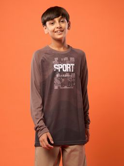 Technosport - Boys Mauve Polyester Typography Slim Fit T-Shirt