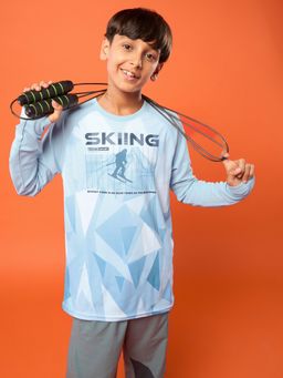 Technosport - Boys' Blue Polyester Typography Slim Fit T-Shirt