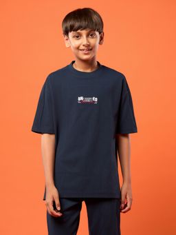Technosport - Boys Navy Blue Polyester Typography Regular Fit T-Shirt