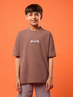 Technosport - Boys Mauve Polyester Typography Regular Fit T-Shirt