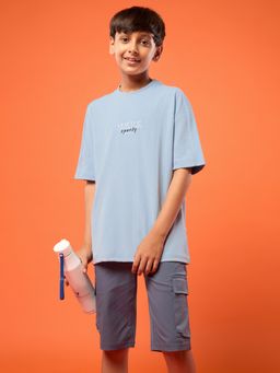 Technosport - Boys Blue Polyester Typography Regular Fit T-Shirt