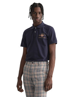 GANT - Men Blue Solid Regular Fit Polo T-Shirt
