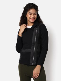 Campus Sutra - Womens Solid Cotton Jacket Black