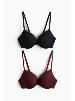 H&M - Women Multi-Color 2-Pack Microfibre Push-Up Bras