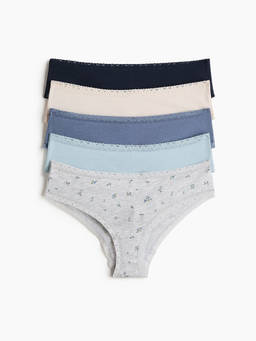 H&M - Women Multi-Color 5-Pack Cotton Hipster Briefs