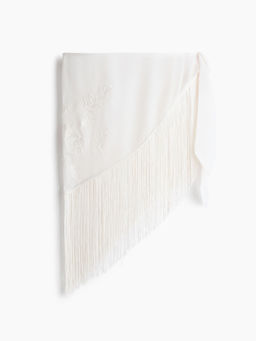 H&M - Women White Embroidered Fringed Hip Scarf