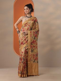 Libas - Women Multi-Color Chinon Saree with Unstitched Blouse