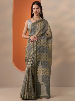 Libas - Women Blue Chinon Saree with Unstitched Blouse