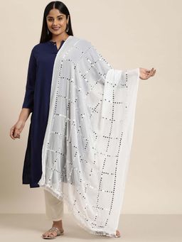 Varanga - Women White Chiffon Dupatta