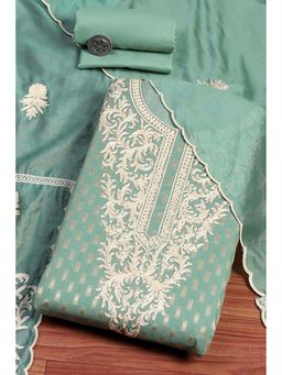 Biba - Women Green Cotton Blend Kurta with Bottom Material and Dupatta