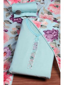 Biba - Women Blue Modal Kurta with Bottom Material and Dupatta