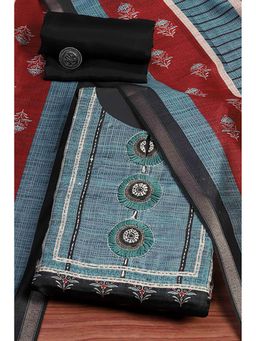 Biba - Women Black Silk Blend Kurta with Bottom Material and Dupatta
