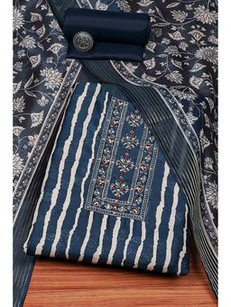 Biba - Women Blue Chanderi Kurta with Bottom Material and Dupatta