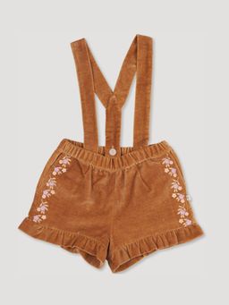 EARLY SUNDAY - Joseph Dyed Cotton Velvet Brown Shorts with Suspender