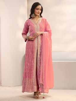 Libas Art - Pink Embellished Kurta with Pant & Dupatta