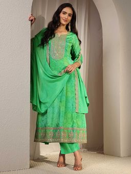 Libas - Green Bandhani Anarkali Kurta with Pant & Dupatta