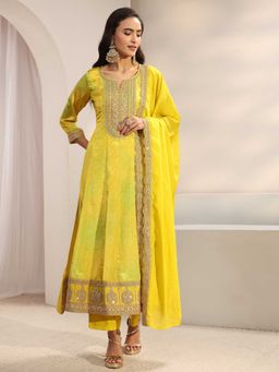 Libas - Green Bandhani Anarkali Kurta with Pant & Dupatta