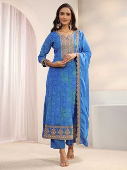 Libas - Blue Bandhani Anarkali Kurta with Pant & Dupatta