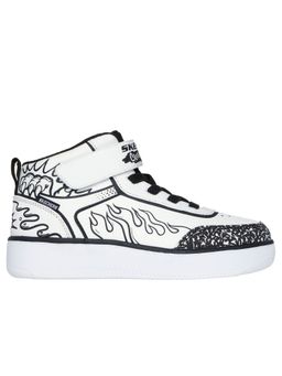 SKECHERS - Boys Sport Court 92 - Color-Blitz White Black Casual Sneakers