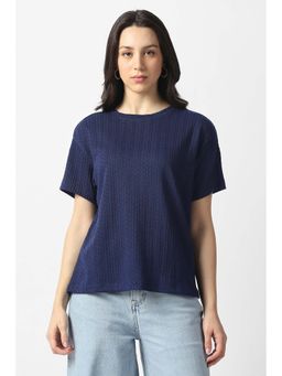 Van Heusen - Women Navy Blue Textured Top