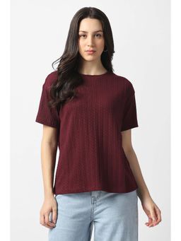Van Heusen - Women Maroon Textured Top