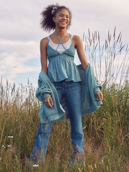 American Eagle - Women Blue Next Level Stretch Super High Rise Flare Jeans