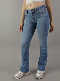 American Eagle - Women Blue Low Rise Kick Boot Jeans