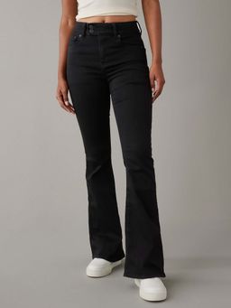 American Eagle - Women Black Next Level Stretch Super High Rise Flare Jeans