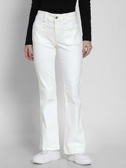 American Eagle - Women White Low Rise Kick Boot Jeans