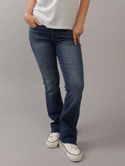 American Eagle - Women Navy Low Rise Kick Boot Jeans