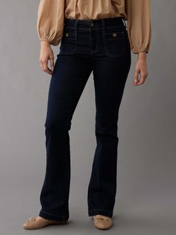 American Eagle - Women Navy Low Rise Kick Boot Jeans