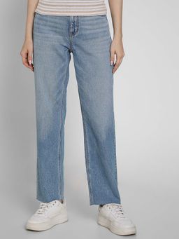 American Eagle - Women Blue Super High Rise Ankle Straight Jeans