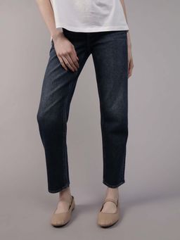 American Eagle - Women Navy Super High Rise Ankle Straight Jeans