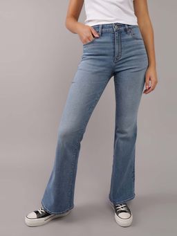American Eagle - Women Blue Next Level Stretch Super High Rise Flare Jeans