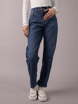 American Eagle - Women Blue Super High Rise Ankle Straight Jeans