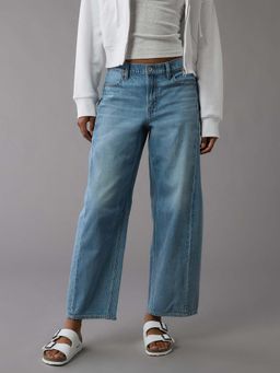 American Eagle - Women Blue Mid Rise Barrel Jeans