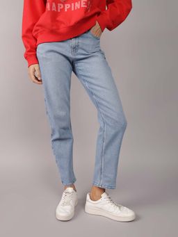 American Eagle - Women Blue Super High Rise Ankle Straight Jeans