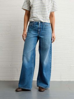 American Eagle - Women Blue Low Rise Ultra Wide Leg Jeans