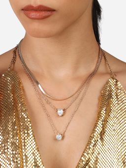 Zaveri Pearls - Gold Tone Dazzling Stones 3 Layers Necklace & Chain -ZPFK16219