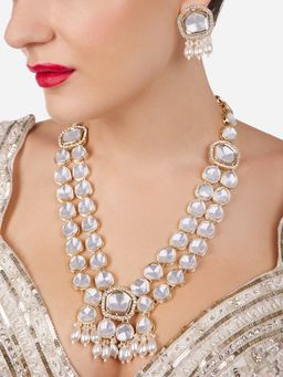 Zaveri Pearls - Gold Tone Dazzling Stones Beads Long Bridal Necklace Earring Set-ZPFK17115