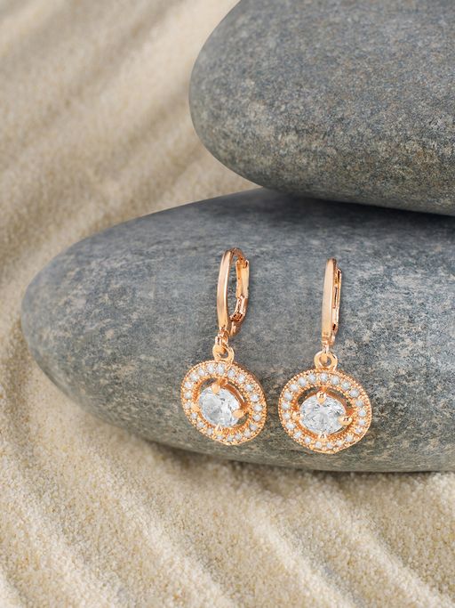 Zaveri Pearls Gold Tone Dazzling Cubic Zirconia Brass Drop Earring-ZPFK17118