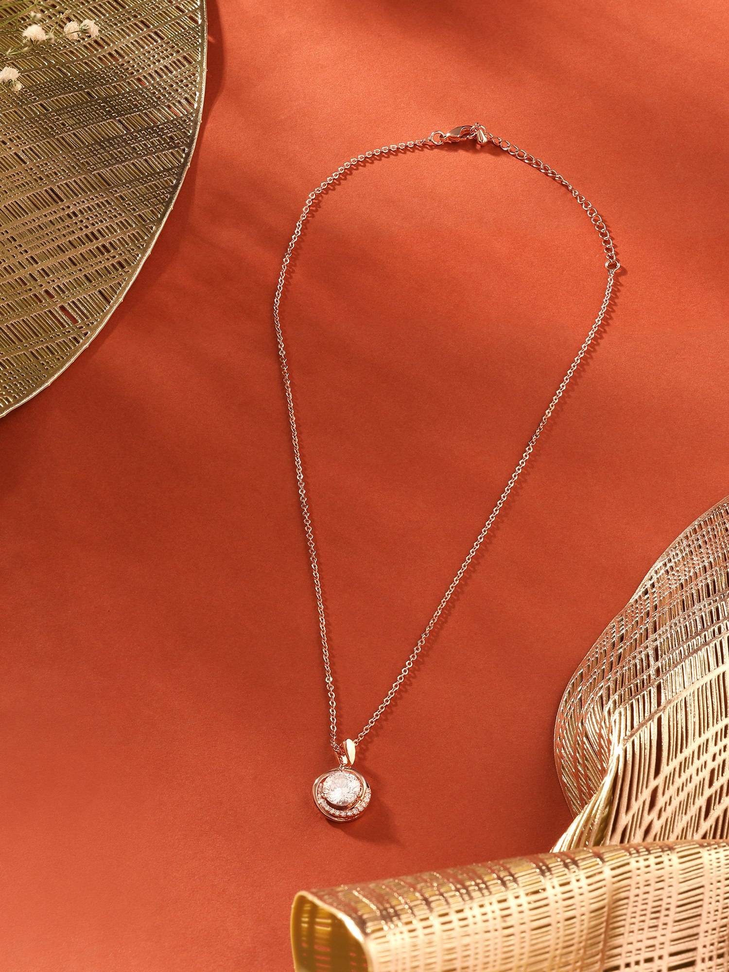 Buy Zaveri Pearls Rose Gold Tone Dazzling Cubic Zirconia Brass